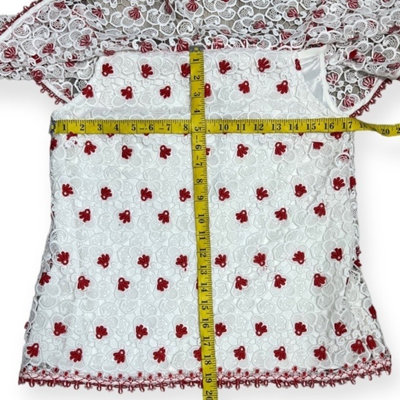 Alexis size M white and red crochet lace off the shoulder top - Picture 4 of 7